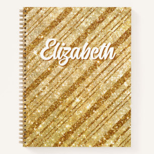 Goldene Glitter-Diagonalstreifen Notizblock