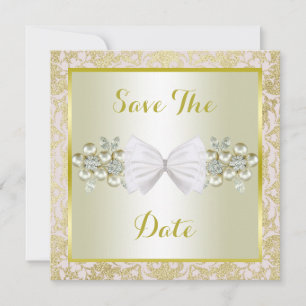 Goldene Glitter, Diamant Blumenjuwelen und Bogen H Save The Date