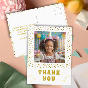 Goldene Glitter-Geburtstags-Girl-Foto-Danke Postkarte
