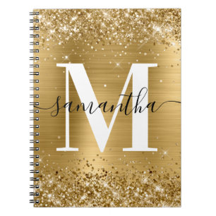 Goldene Glitter-Goldfolie-Signatur-Monogramm Notizblock
