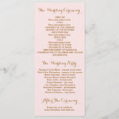 goldene Glitter-Konfetti-Blush-Hochzeitsprogramme Programm (Rückseite)
