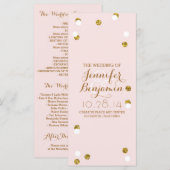 goldene Glitter-Konfetti-Blush-Hochzeitsprogramme Programm (Vorne/Hinten)