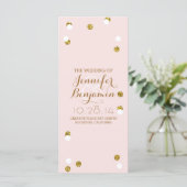 goldene Glitter-Konfetti-Blush-Hochzeitsprogramme Programm (Stehend Vorderseite)