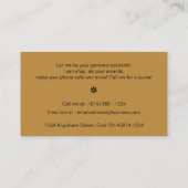 Goldene Glitzer-Blumen-vertikale Geschäfts-Karten Visitenkarte (Rückseite)