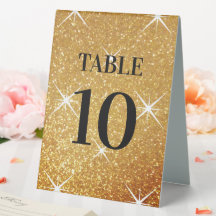 Goldene Glitzer-Brillanz für die Tischnummer