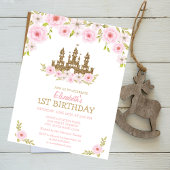 Goldene Glitzer Burg, Blumenburg Geburtstag Einladung