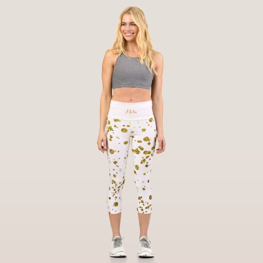 Goldene Glitzer Capri Leggings (Vorderseite)