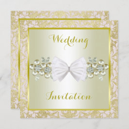 Goldene Glitzer, Diamantfloralbeizen und Bow-Hochz Einladung