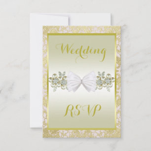 Goldene Glitzer, Diamantfloralbeizen und Bow-Hochz RSVP Karte