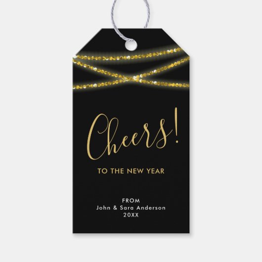 Goldene Glitzer | Feiern zum neuen Jahr Geschenkanhänger (Vorderseite)