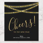 Goldene Glitzer | Feiern zum neuen Jahr Weinetikett (Einzelnes Label)