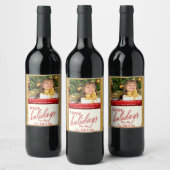 Goldene Glitzer Foto Feriendekoration Weinetikett (Flaschen)