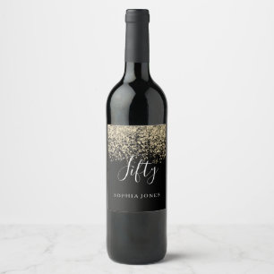 Goldene Glitzer Frauen Mens 50. Geburtstagsparty Weinetikett