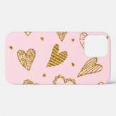 Goldene Glitzer-Herzen: rosa Hintergrundmuster Case-Mate iPhone Hülle (Rückseite (Horizontal))