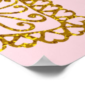 Goldene Glitzer-Herzen: rosa Hintergrundmuster Poster (Ecke)