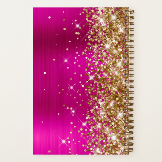 Goldene Glitzer Hot Pink Foil Girly Signature Notizblock (Rückseite)