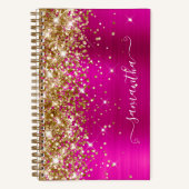 Goldene Glitzer Hot Pink Foil Girly Signature Notizblock (Vorderseite)