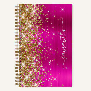 Goldene Glitzer Hot Pink Foil Girly Signature Notizblock