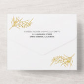 Goldene Glitzer-Kiefer-Rahmen-winterliche Hochzeit All In One Einladung (Rückseite)