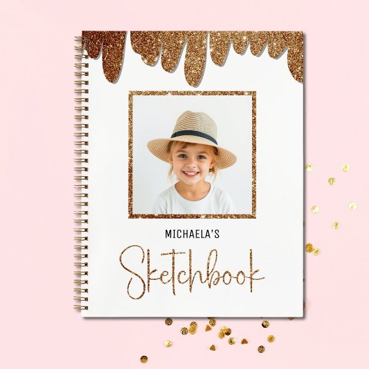 Goldene Glitzer-Kinder-Foto Notizblock