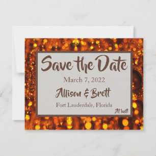 Goldene Glitzer-Leuchten-Karte Save The Date