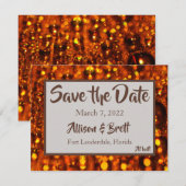 Goldene Glitzer-Leuchten Save the Date-Karte Date (Vorne/Hinten)