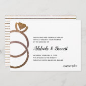 Goldene Glitzer Rings Moderne Hochzeit Einladung (Vorne/Hinten)