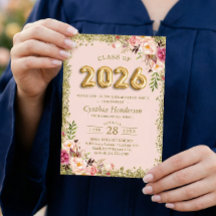 Goldene Glitzer Rosa Blumenballons 2023 Abschluss