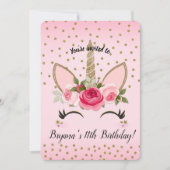 Goldene Glitzer & Rosa Blumenmusik Geburtstagspart Einladung (Vorderseite)