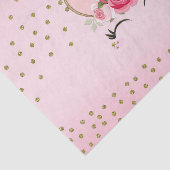 Goldene Glitzer & Rosa Blumenmusik Geburtstagspart Seidenpapier (Ausschnitt)