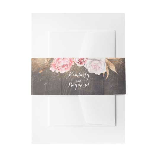 Goldene Glitzer Rustikale Hochzeit Einladungsbanderole (Vorderseite Beispiel)