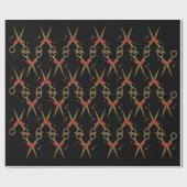 Goldene Glitzer-Schere - Haarstylistin Geschenkpapier (Flach)