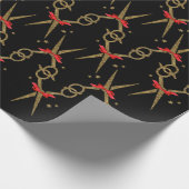 Goldene Glitzer-Schere - Haarstylistin Geschenkpapier (Ecke)