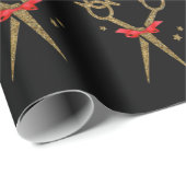Goldene Glitzer-Schere - Haarstylistin Geschenkpapier (Rolleneckpunkt)