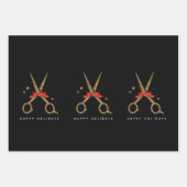 Goldene Glitzer-Schere - Haarstylistin Geschenkpapier Set (Vorderseite 2)