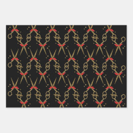 Goldene Glitzer-Schere - Haarstylistin  Geschenkpapier Set