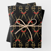 Goldene Glitzer-Schere - Haarstylistin Geschenkpapier Set (Beispiel)