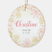 Goldene Glitzer Schneeflocke Flower Girl Keramik Ornament (Links)