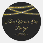 Goldene Glitzer | Silvester-Party Runder Aufkleber (Vorderseite)