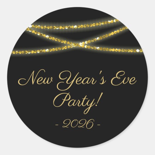 Goldene Glitzer | Silvester-Party Runder Aufkleber (Vorderseite)