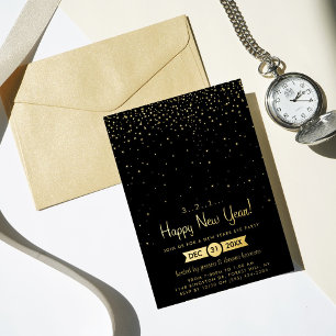 Goldene Glitzer Silvesterparty Echt Folieneinladung