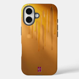 Goldene Glitzer-Tropfen mit warmem Glanz iPhone 16 Hülle