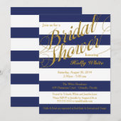 Goldene Glitzer- und Navy-Blue-Stripe-Dusche Einla Einladung (Vorne/Hinten)