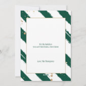 Goldene Glitzer & Waldgrüne Kiefernwälder Weihnach Feiertagskarte (Rückseite)