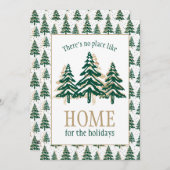 Goldene Glitzer & Waldgrüne Kiefernwälder Weihnach Feiertagskarte (Vorne/Hinten)