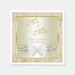 Goldene Glitzern, Diamant-Blumenedelsteine u. Serviette