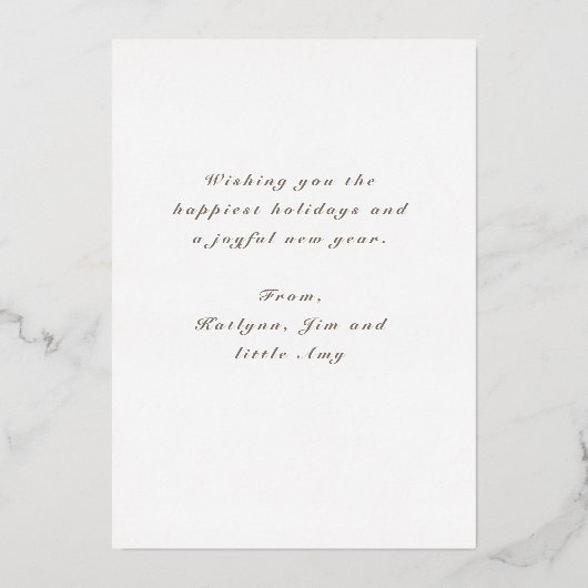 Goldene Glitzern Fotokarte Folieneinladung (Rückseite)