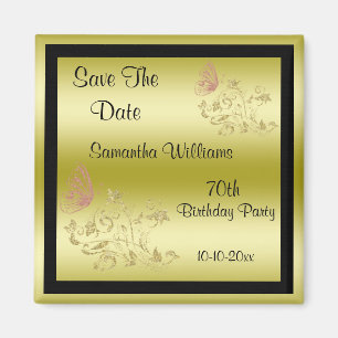 Goldene Glitzern u. funkelnd Schmetterlings-70. Magnet