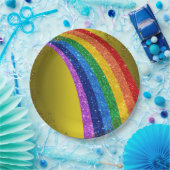 Goldene Glitzern und Glitzer Rainbow Einhorn Party Pappteller (Party)