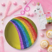 Goldene Glitzern und Glitzer Rainbow Einhorn Party Pappteller (Party)